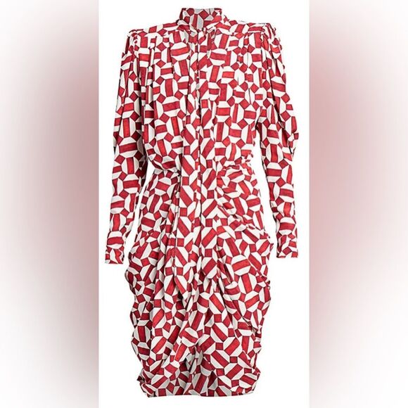 NWT Isabel Marant Atoae Print Stretch-Silk Dress in Red, Size 36 (US 4) - Picture 1 of 16